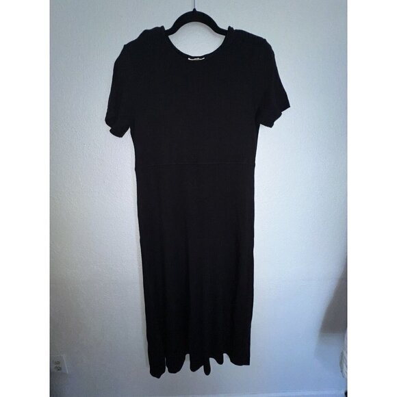 Talbot Maxi Dress Vintage Shoulder Pads Black Stretchy Medium (Y) - Picture 2 of 7